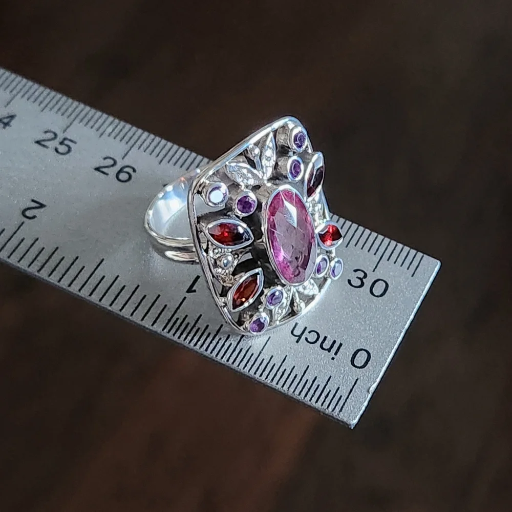 Nicky Butler 925 Sterling Silver Pink Quartz Garnet Designer Gemstone Ring NWT